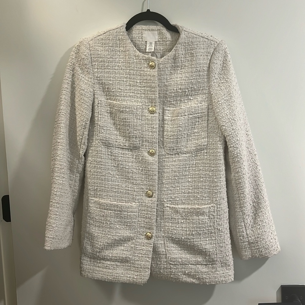 H&M cream tweed blazer